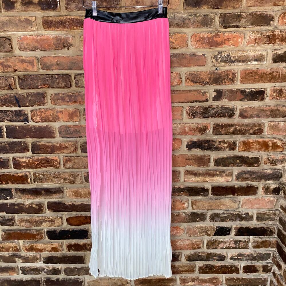 NWT Flawed Missguided Pink Cream Ombre Pleated Maxi Skirt Women's Size US 4